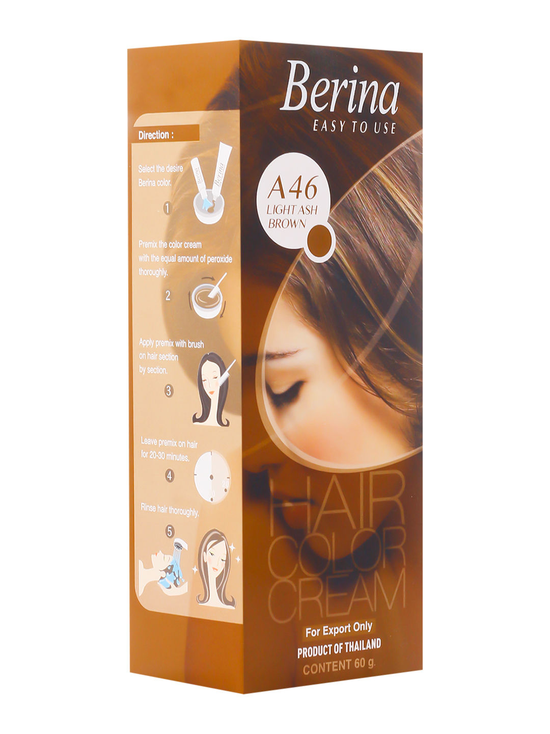 Buy Berina A46 Light Ash Brown Hair Color Cream 60gm - Purplle