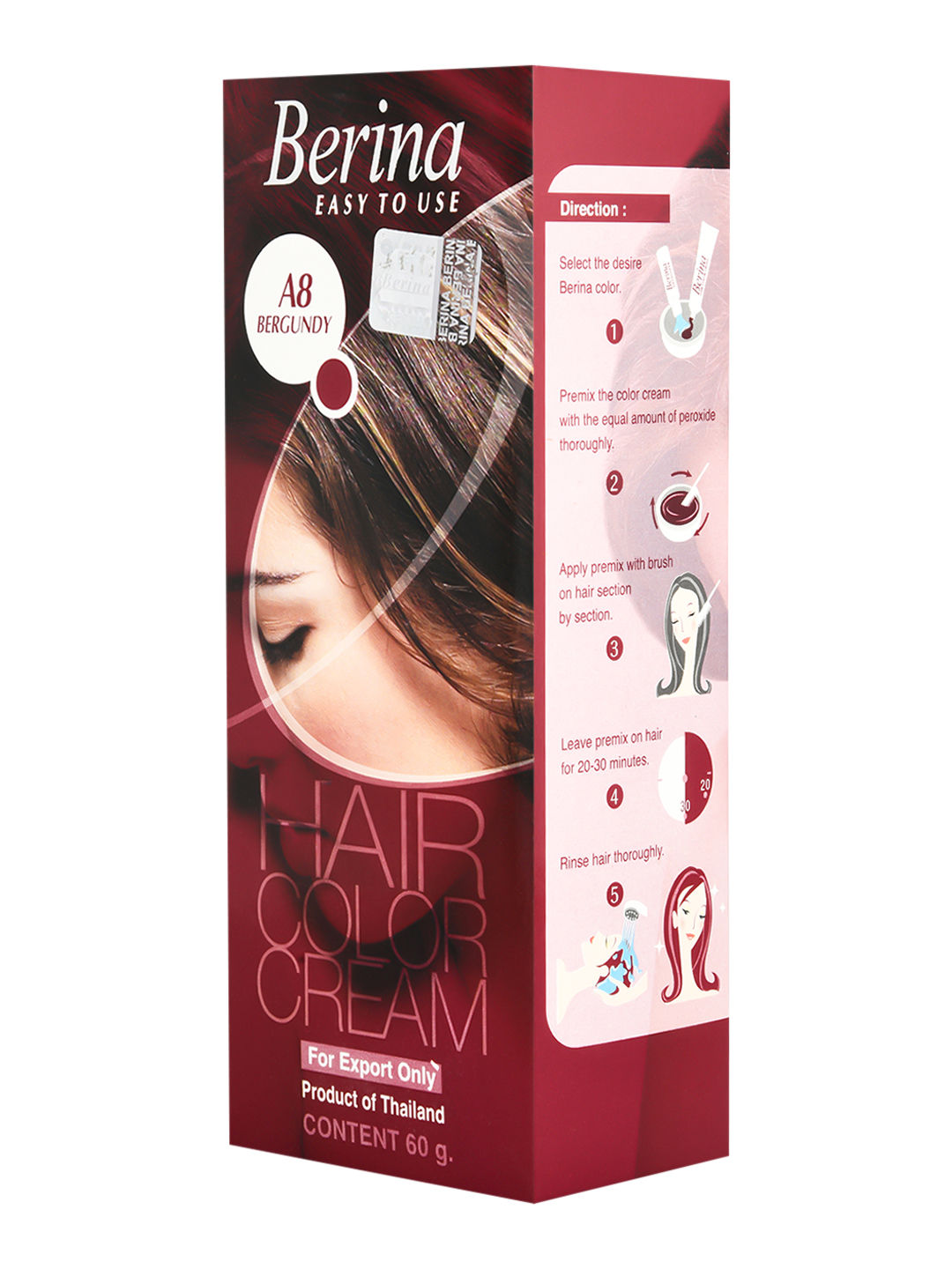 Buy Berina A8 Bergundy Hair Color Cream 60gm - Purplle