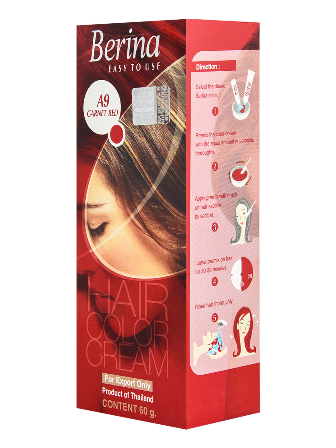 Buy Berina A9 Garnet Red Hair Color Cream 60gm - Purplle