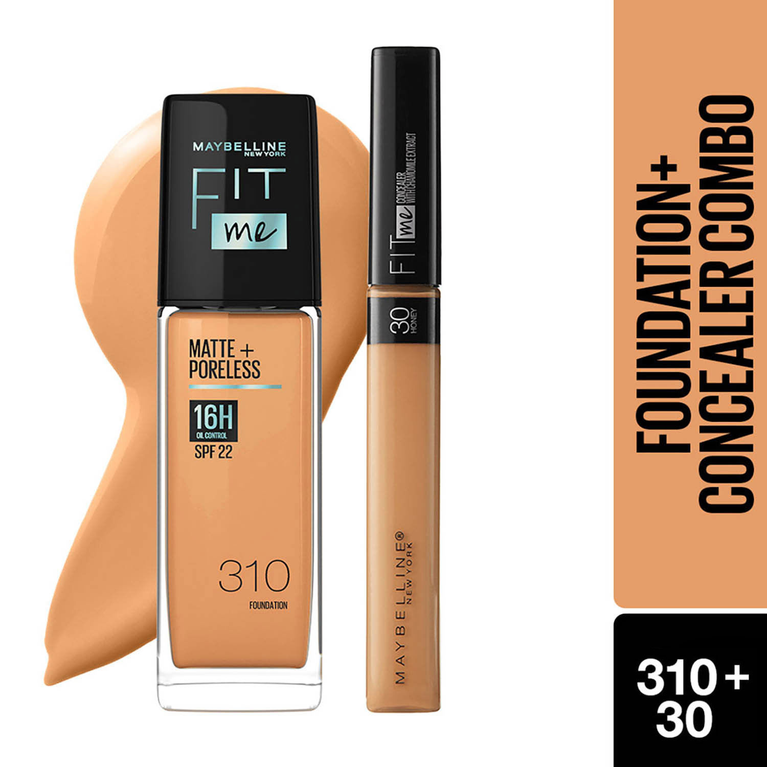 Buy Maybelline New York Perfect FIT ME Flawless Matte Base Makeup Combo Conceal+Blend Duo Kit, Fit Me Foundation 310 (30ml) + Fit Me Concealer Shade 30 (6.8ml) - Purplle