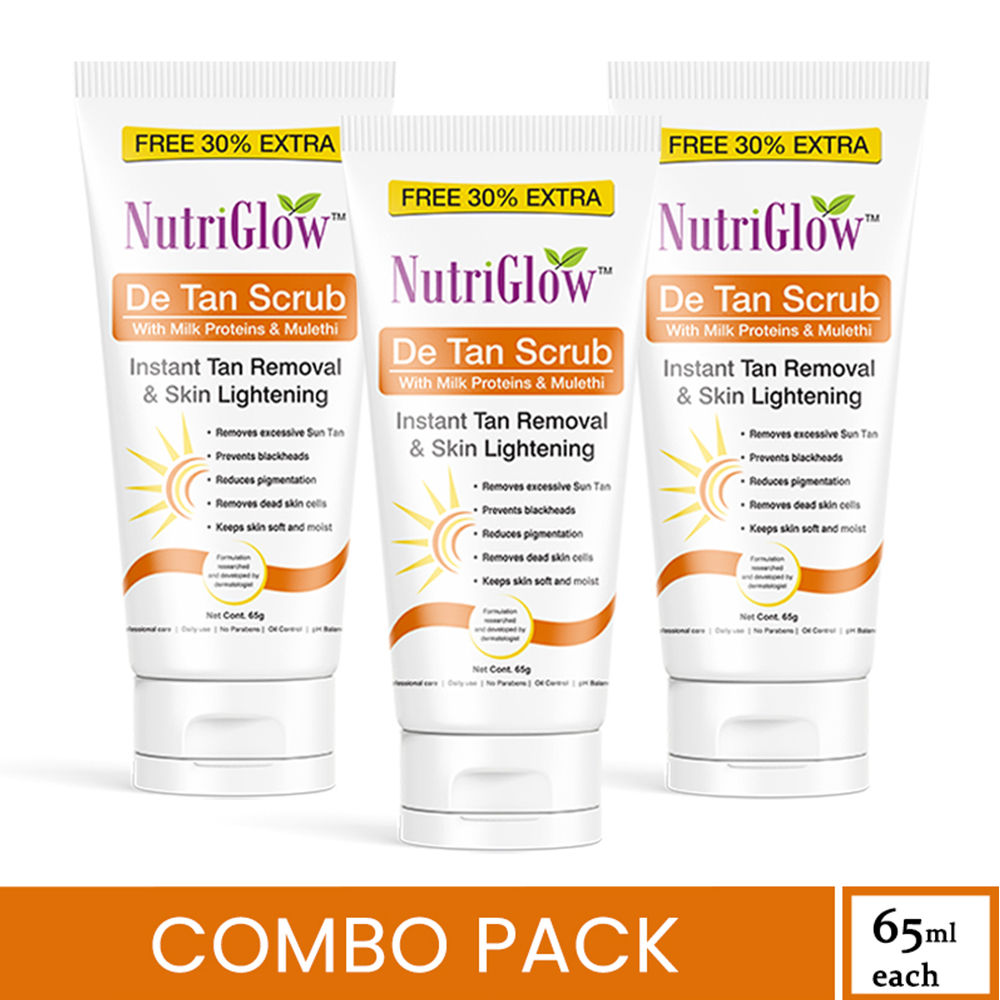 NutriGlow Set of 3 De Tan Scrub For Instant Tan Removal Skin