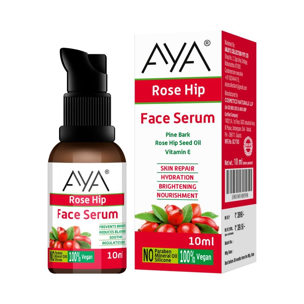 Buy AYA Rosehip Face Serum (10 ml) | For Skin Repair, Hydration, Brightening and Nourishment | No Paraben, No Silicone, No Mineral Oil - Purplle