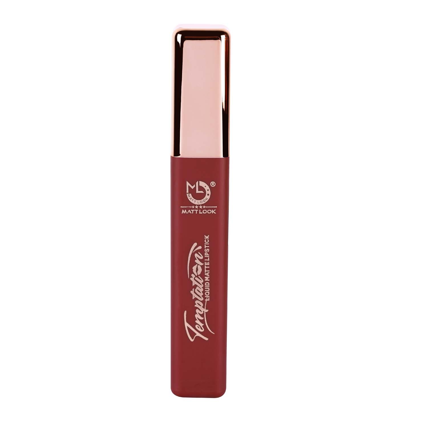 Buy Matt look Lip Makeup Temptation Liquid Matte Lipstick, Caramel (5ml) - Purplle