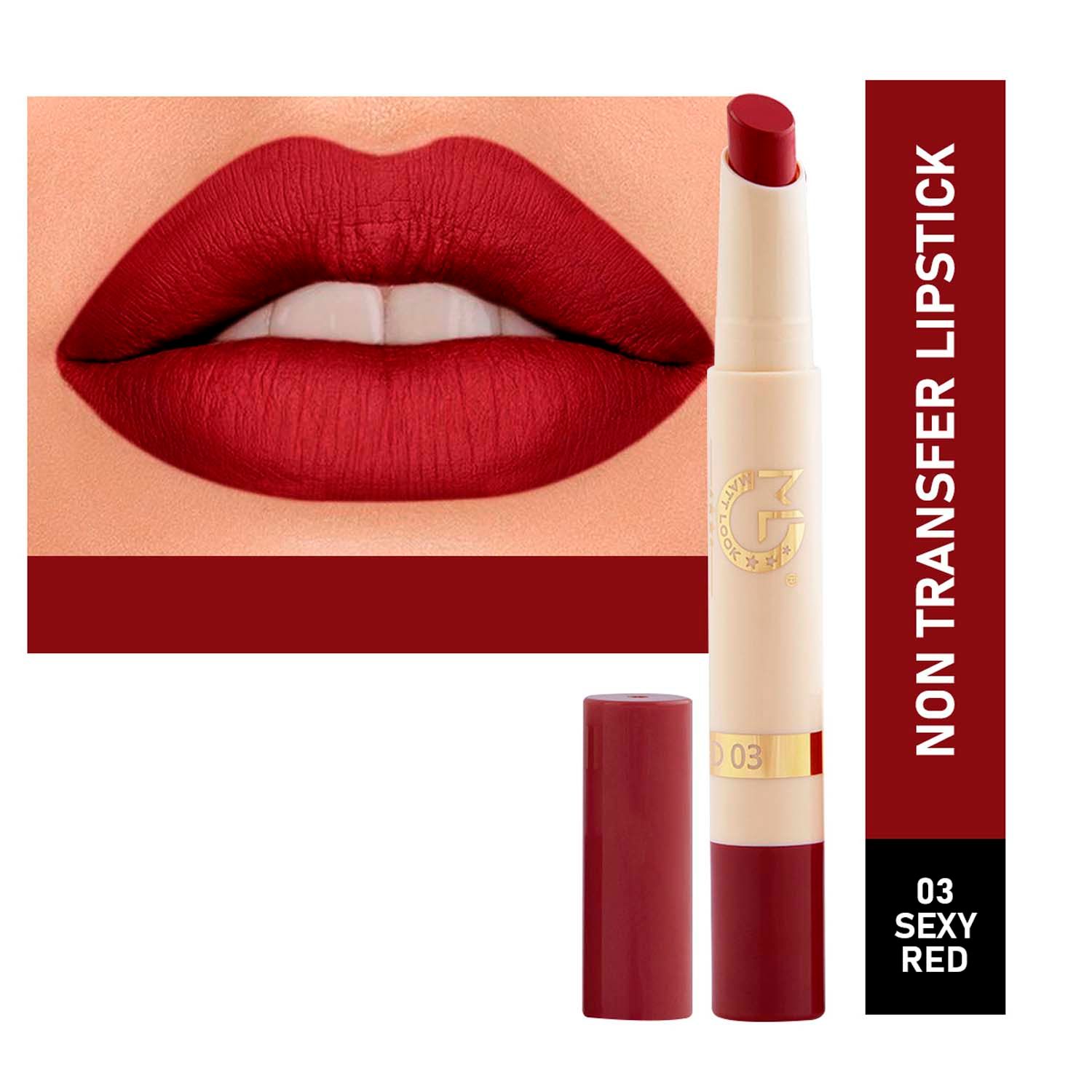 Buy Matt look Velvet Smooth Non-Transfer, Long Lasting & Water Proof Lipstick, Sexy Red (2gm) - Purplle