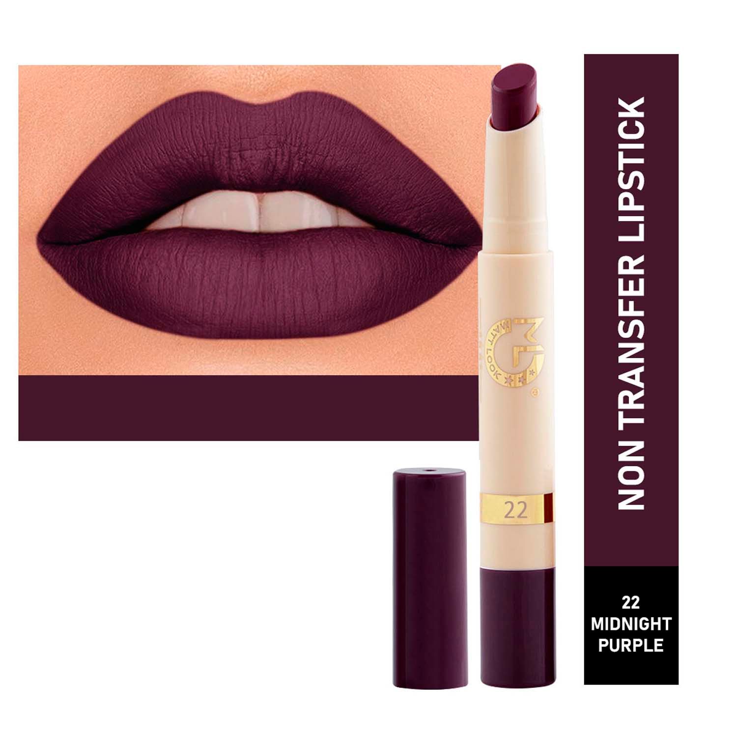 Buy Matt look Velvet Smooth Non-Transfer, Long Lasting & Water Proof Lipstick, Midnight Purple (2gm) - Purplle