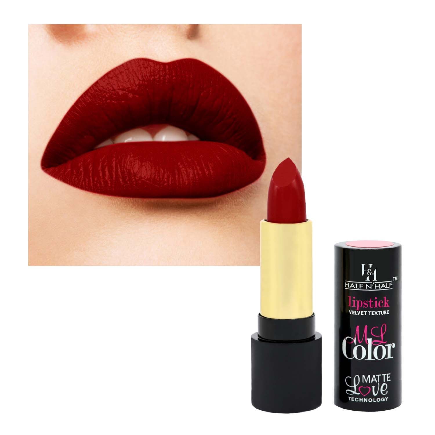 Buy Half N Half Velvet Matte Texture Lipstick My Colour, Cherry-Red (3.8gm) - Purplle