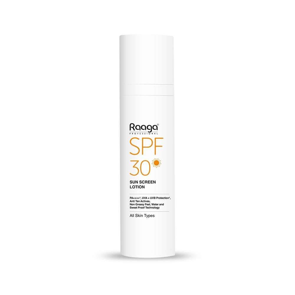 Buy Raaga Professional SPF 30 PA++++ Sunscreen Lotion with UVA + UVB Protection, Anti Tan Actives, Non Greasy, Water and Sweat Proof Technology, All Skin Types, 55 ml - Purplle