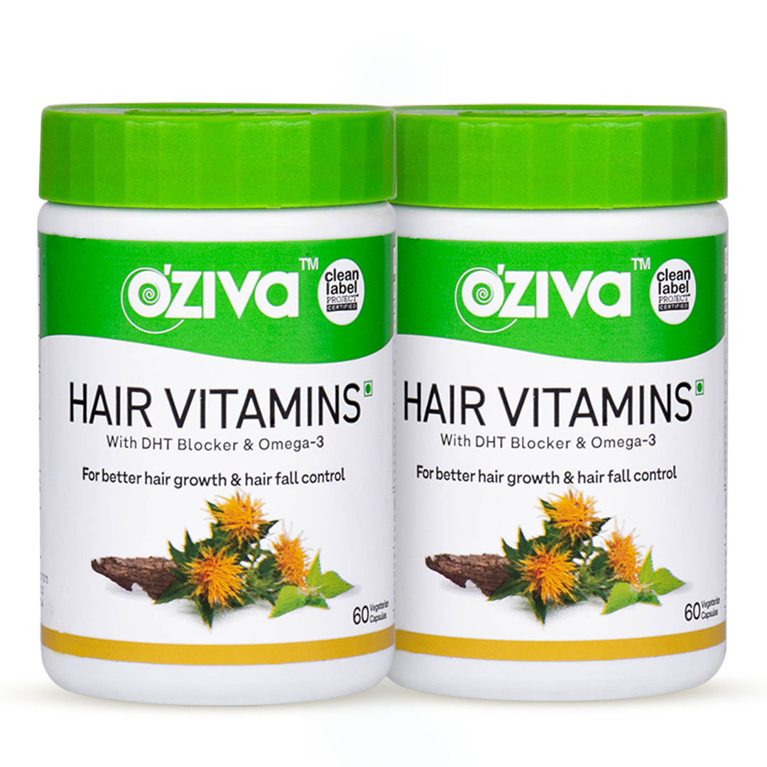 Buy Oziva Hair Vitamins With Hair Vitamin Blend- Pack Of 2(60 capsules each) - Purplle