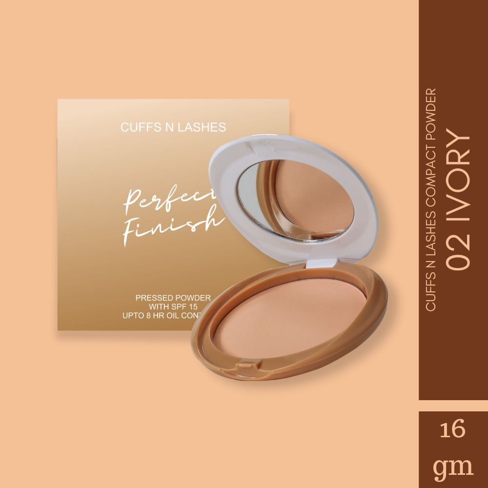 Buy Cuffs N Lashes Perfect Finish Pressed Powder Compact with SPF 15, 02 Ivory (16 g) - Purplle