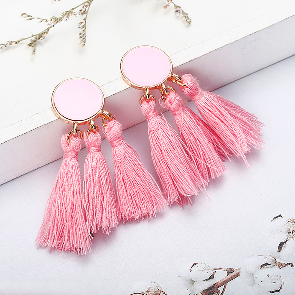 Light pink tassel earrings on sale