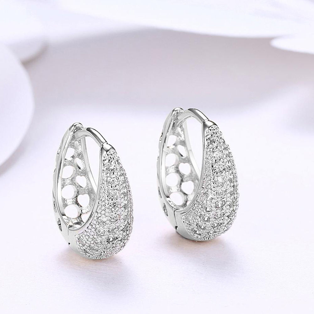Thin Stone Hoop Earrings | Silver – Lovoda