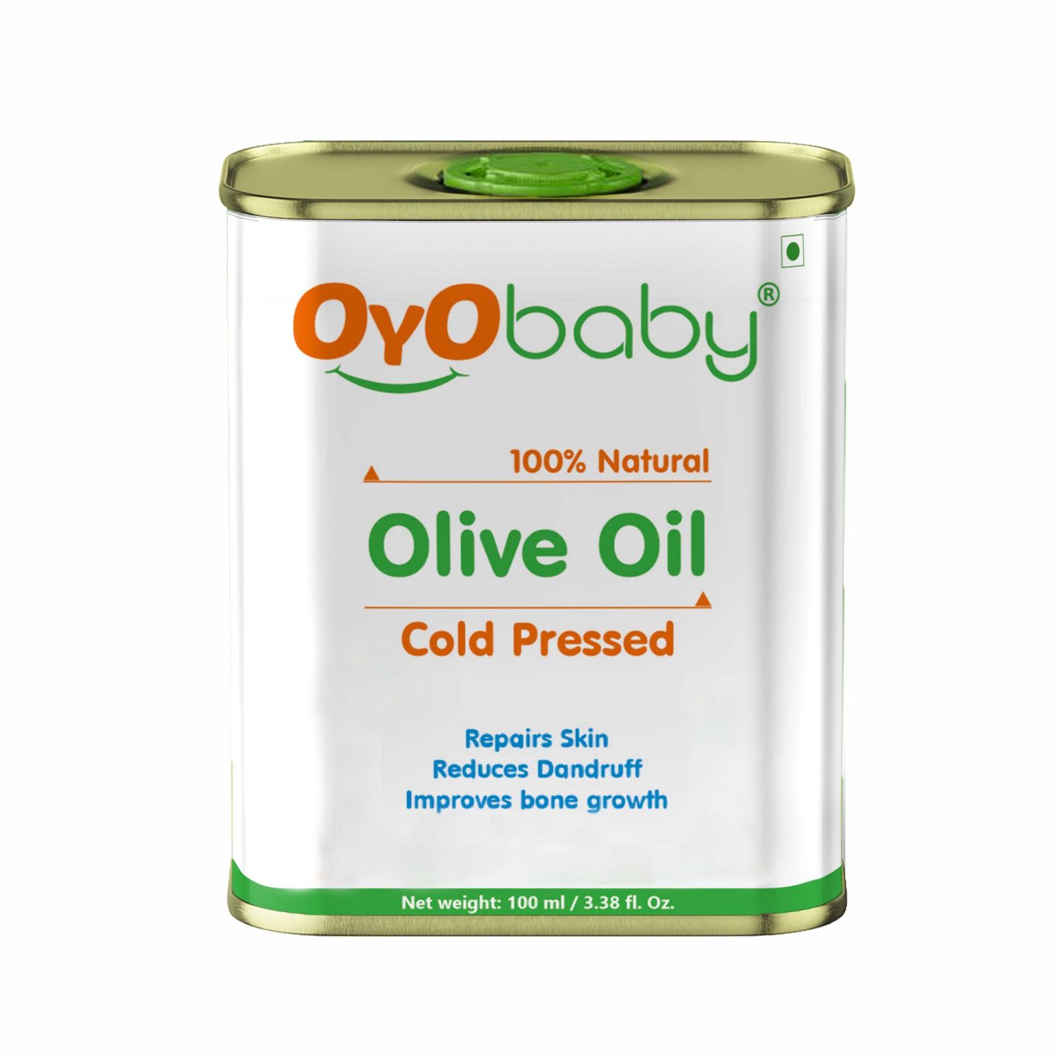 Buy Oyo Baby Olive Oil | Repairs and Prevents Skin and hair |Cold Pressed | Reduces Dandruff | Durable Tin Packaging -100 ml - Purplle