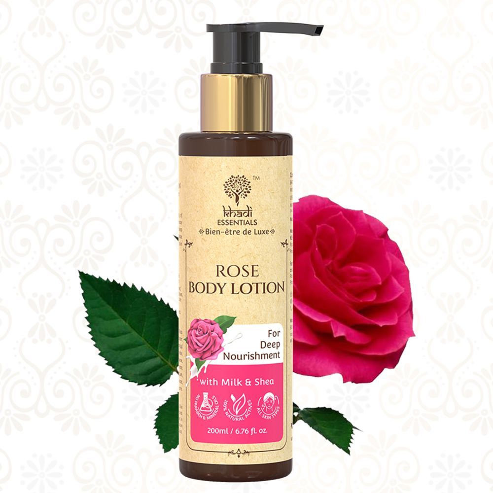 Buy Khadi Essentials Rose Body Lotion for Dry & Dull Skin with Milk & Shea For Deep Nourishment , 200ml - Purplle