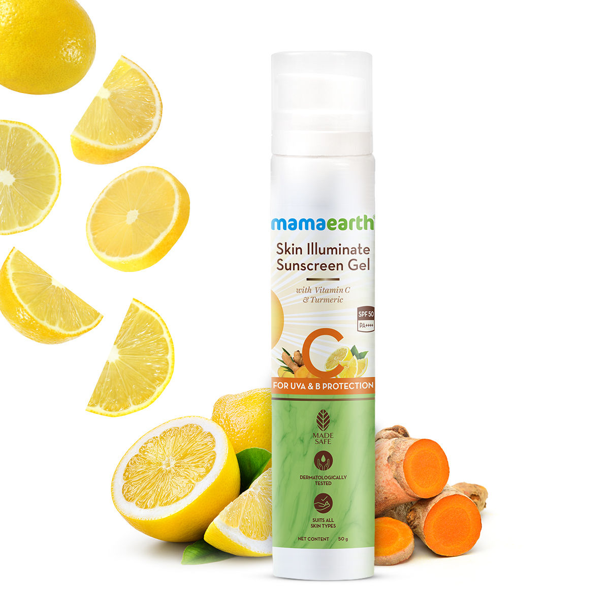 Buy Mamaearth Skin Illuminate Sunscreen with SPF 50 Gel with Vitamin C & Turmeric for UVA & B Protection, Pa+++ -(50 g) - Purplle