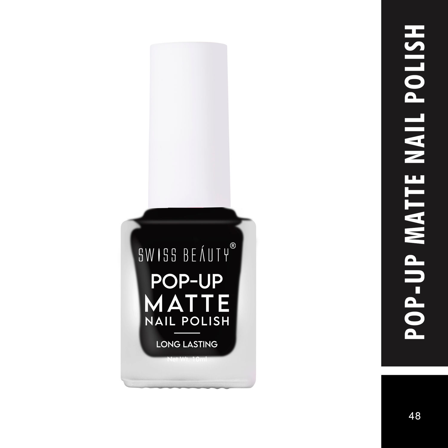 Buy Swiss Beauty POP-UP Matte Nail Polish 48 Black (10 ml) - Purplle