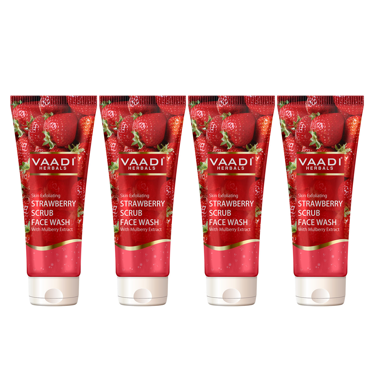 Buy Vaadi Herbals Value Pack Of Strawberry Scrub Face Wash With Mulberry Extract (60 mlx4) - Purplle
