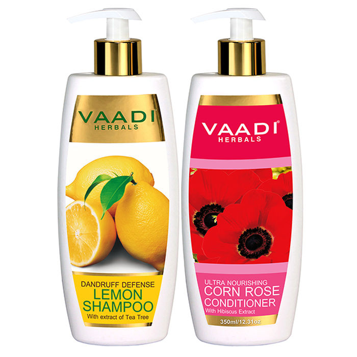 Buy Vaadi Herbals Dandruff Defense Lemon Shampoo with Corn Rose Conditioner (350 ml x 2) - Purplle