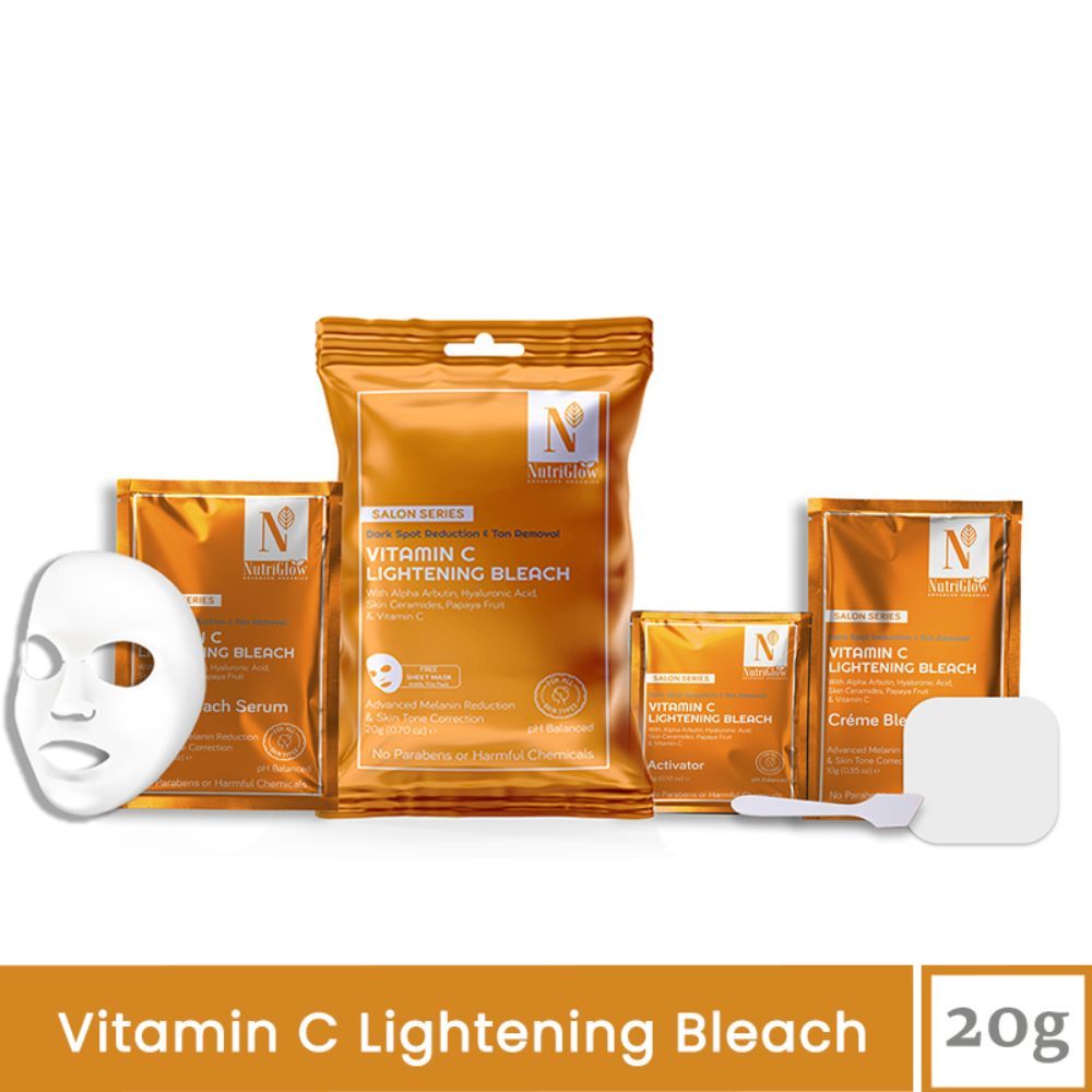 Buy NutriGlow Advanced Organics Vitamin C Lightening Bleach For Tan Removal (20 g) - Purplle