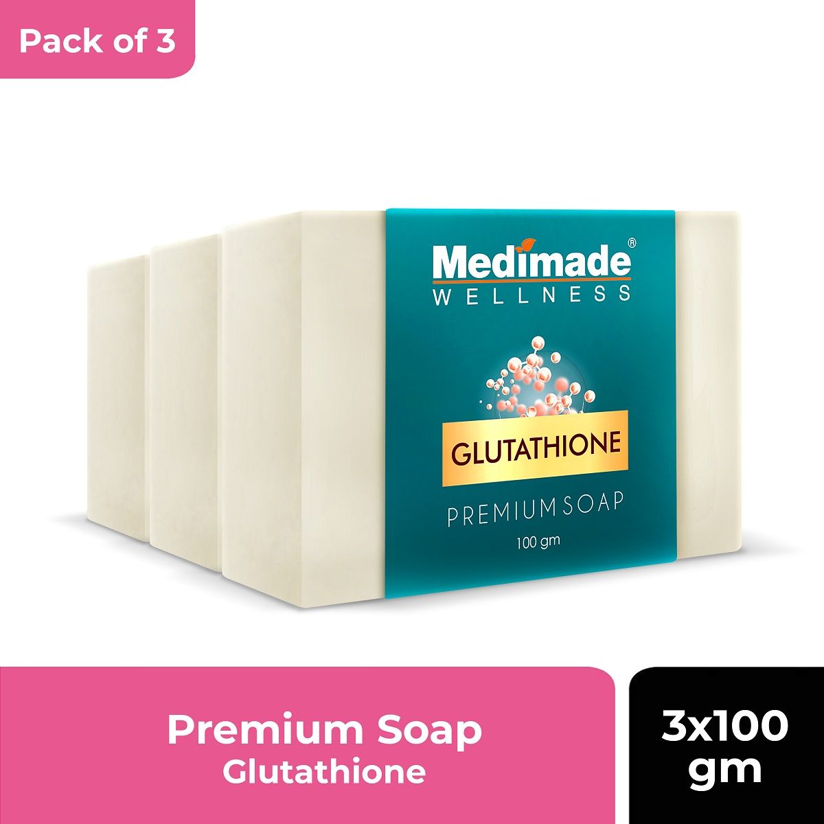 Buy Medimade Glutathione Premium Soap - 100 gm X 3 ( Pack of 3 ) - Purplle