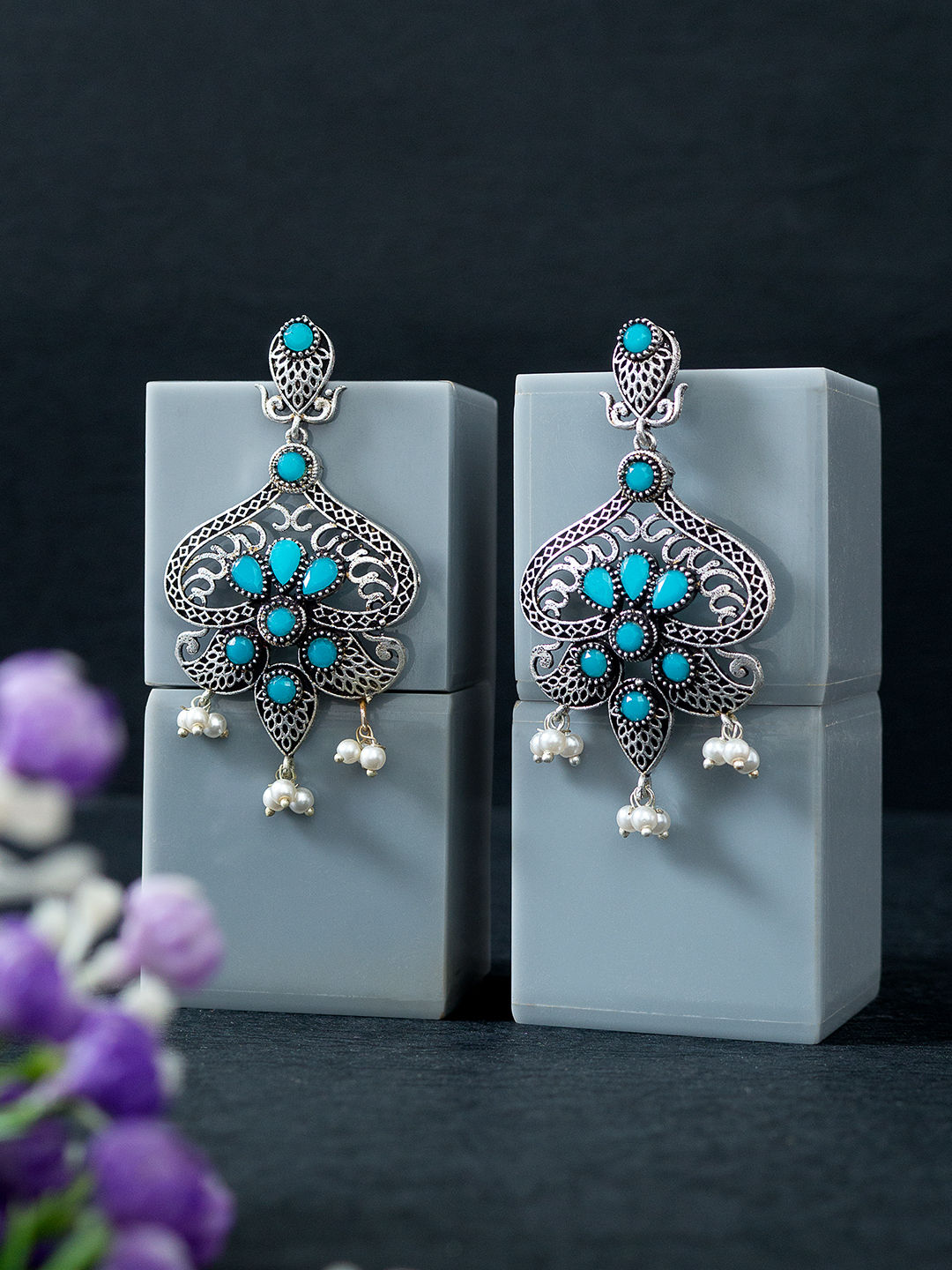 Turquoise deals colored earrings