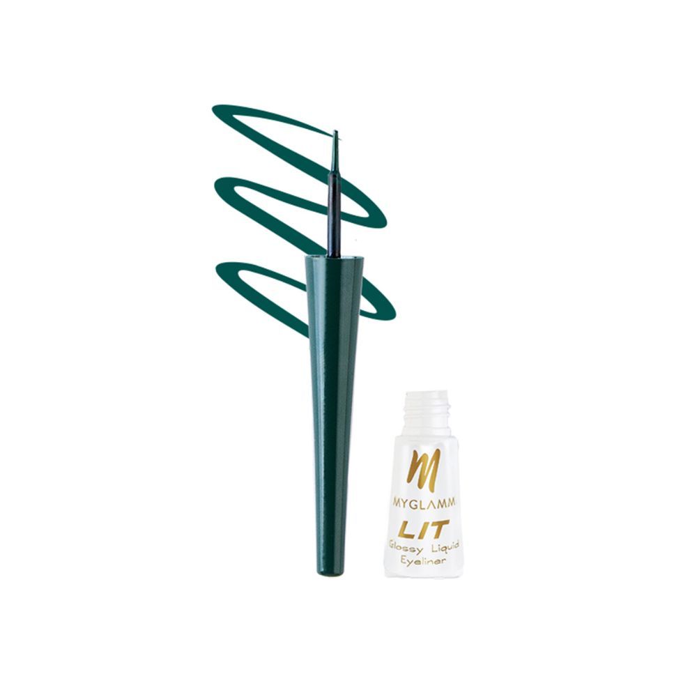 Buy MyGlamm LIT Glossy Liquid Eyeliner-Green Soiree (3.5 ml) - Purplle