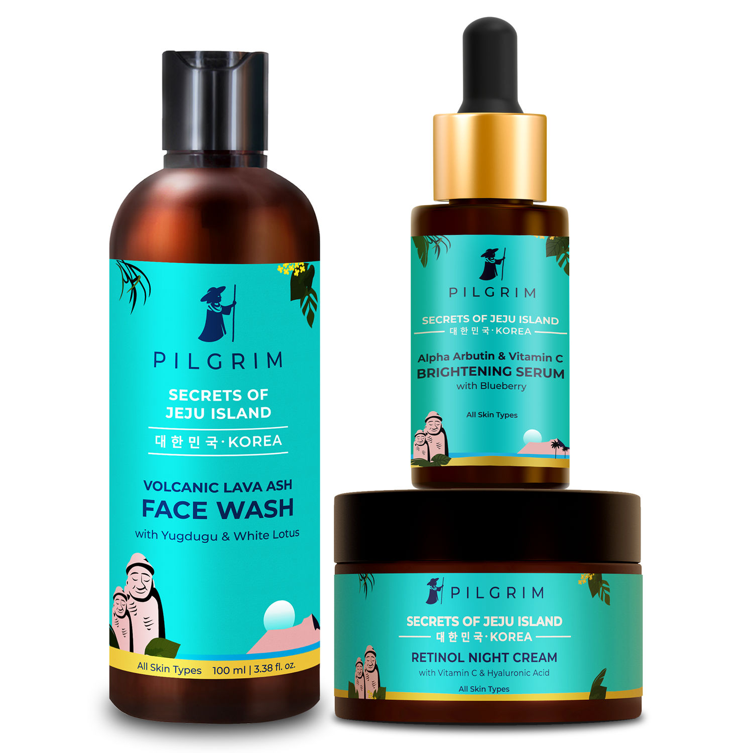 Buy Pilgrim Day & Night Hydration Routine for Anti Ageing & Skin Brightening (Pack of 3) - Purplle