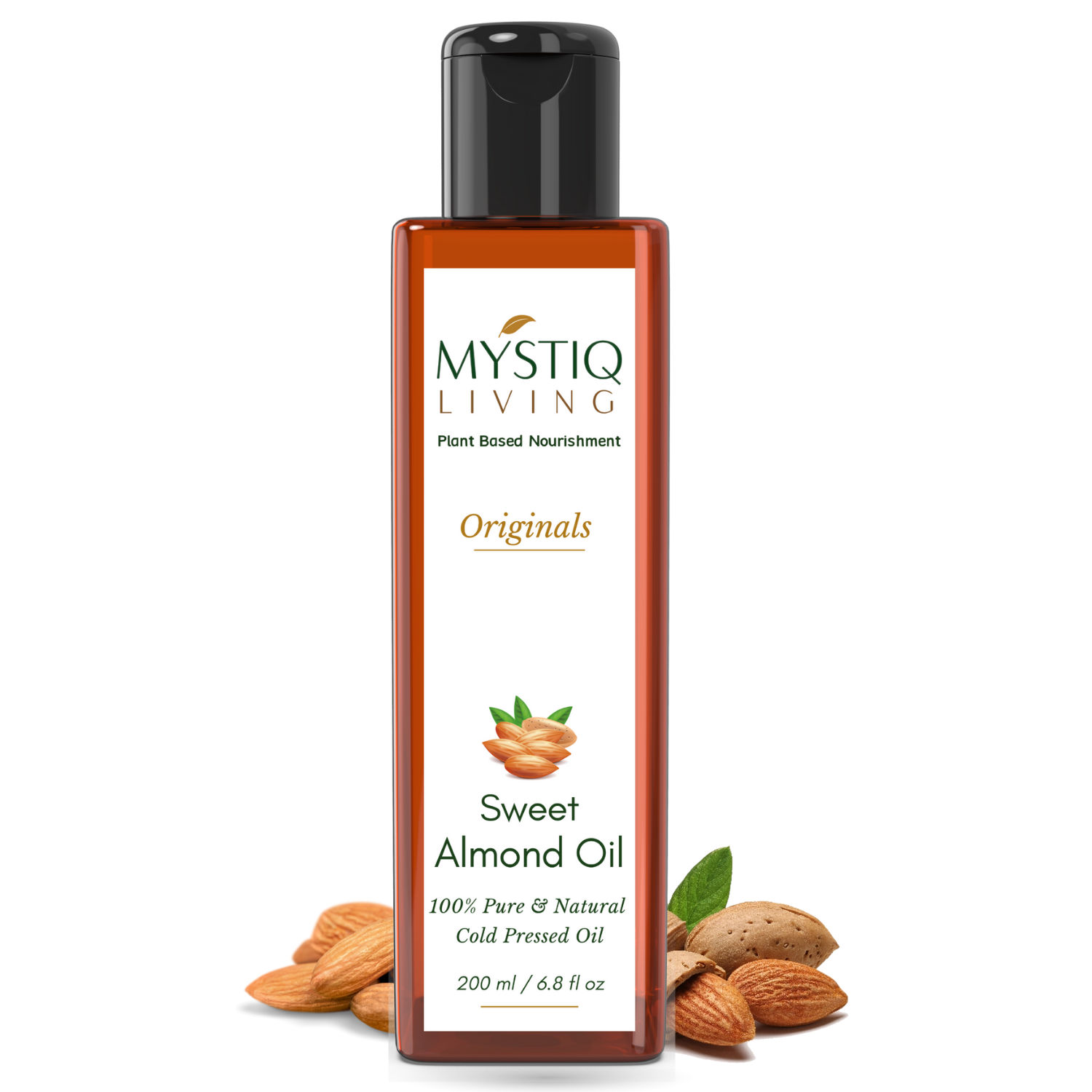 Buy Mystiq Living Originals - Almond Oil | Sweet Almond Oil | Badam Oil | For Face, Hair, Skin & Baby Massage | Cold Pressed, Pure and Natural (Odourless) - 200 ML - Purplle