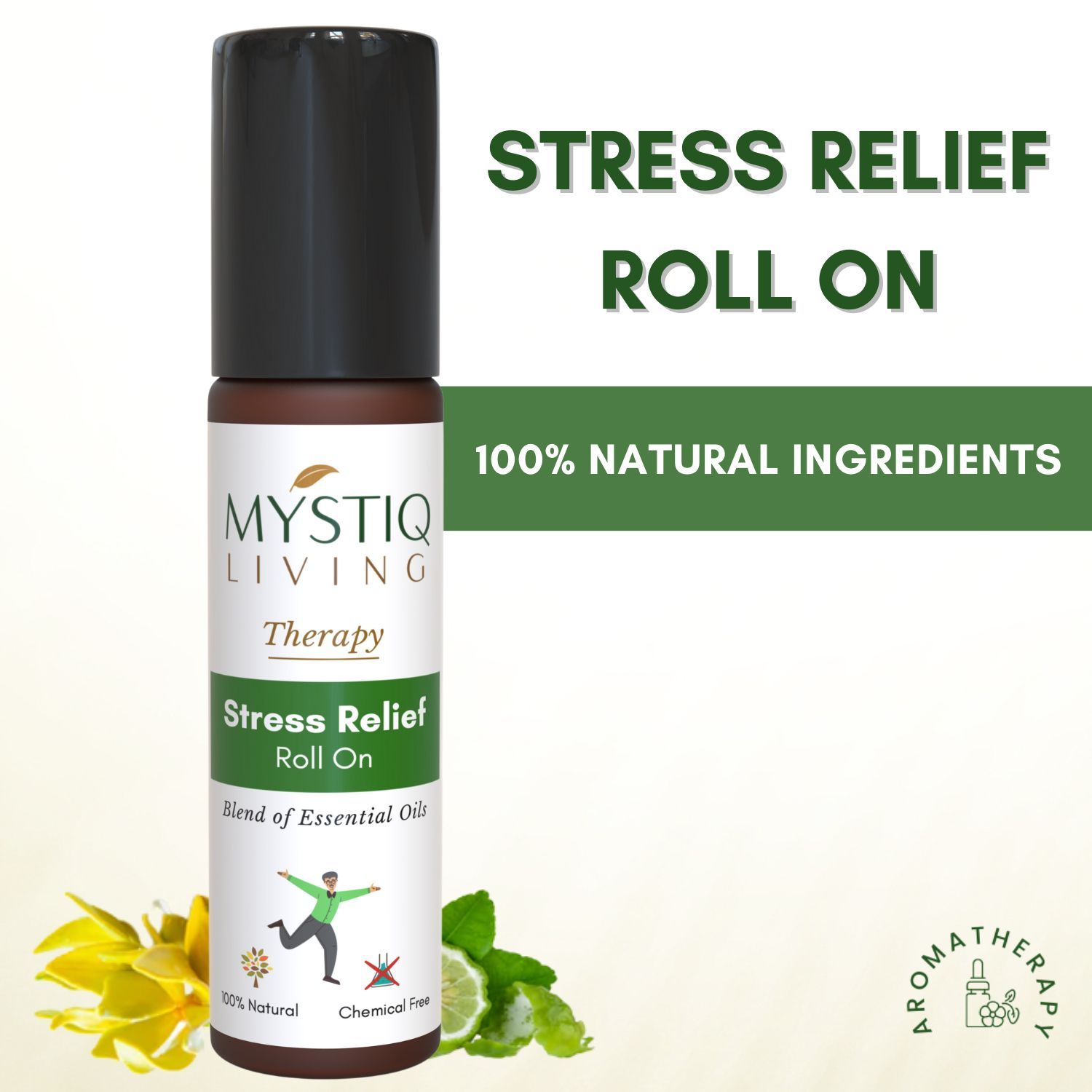 Buy Mystiq Living Therapy - Stress Relief Roll On: Aromatherapy Blend Of Essential Oils in Roll On Bottle, Relieves Stress, Anxiety, Calms the mind - Purplle