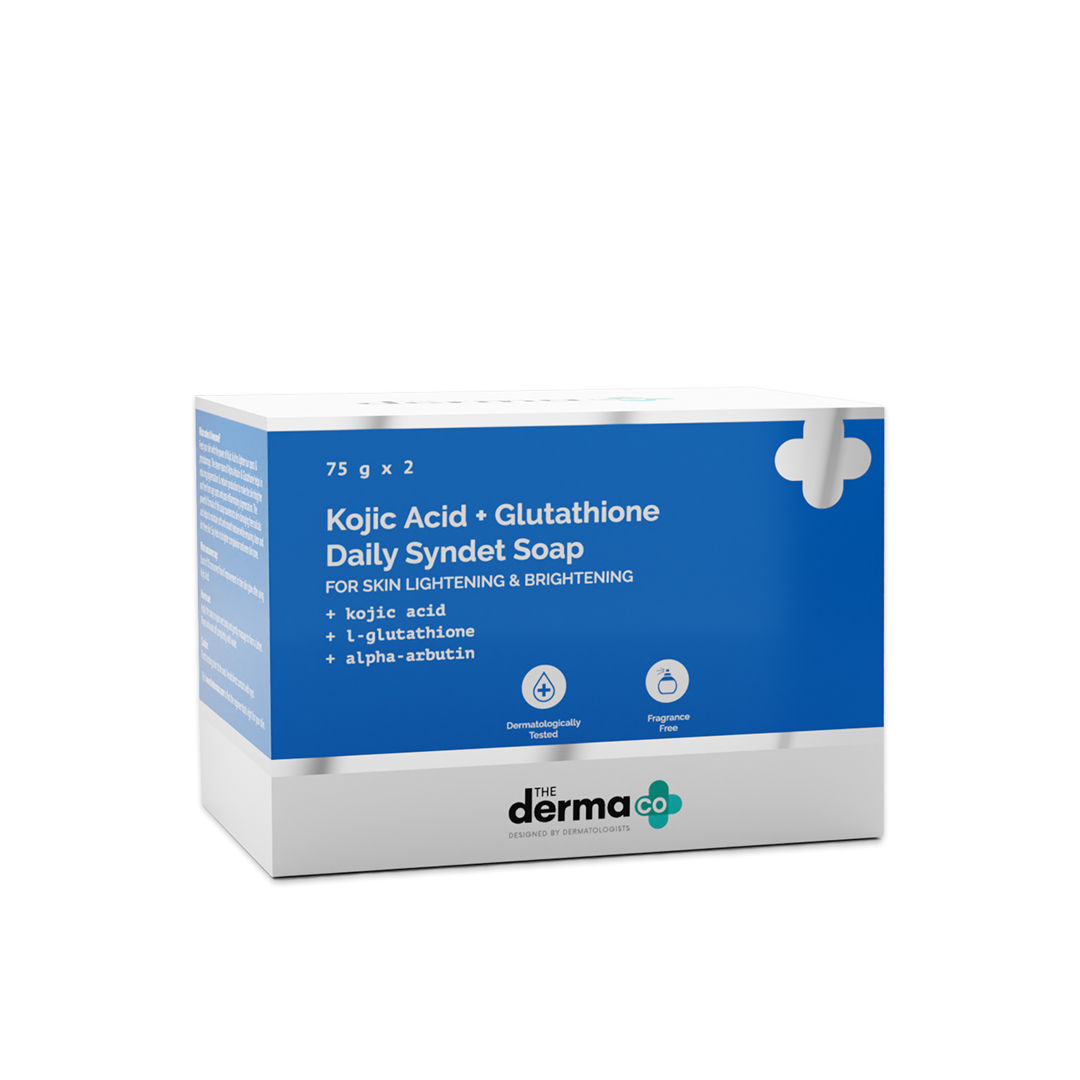 Buy The Derma Co.Kojic Acid + Glutathione Daily Syndet Soap with Kojic Acid, L-Glutathione & Alpha-Arbutin for Skin Lightening & Brightening (75 g X 2) - Purplle