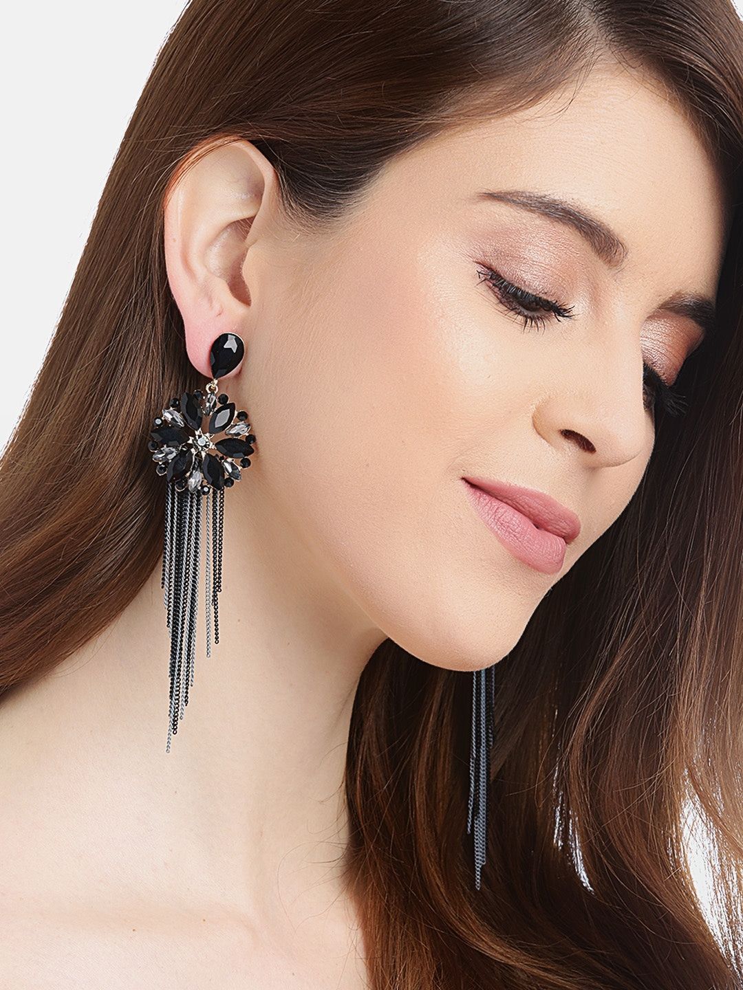 Buy JSAJ Sterling Silver Tops Hanging Womens Earrings BLACK STONE (BLACK)  at Amazon.in