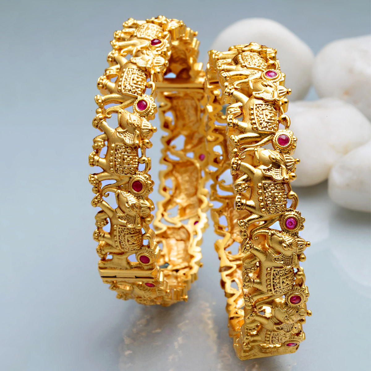 Karatcart Antique Gold Plated Elephant Shape Rajwadi Temple