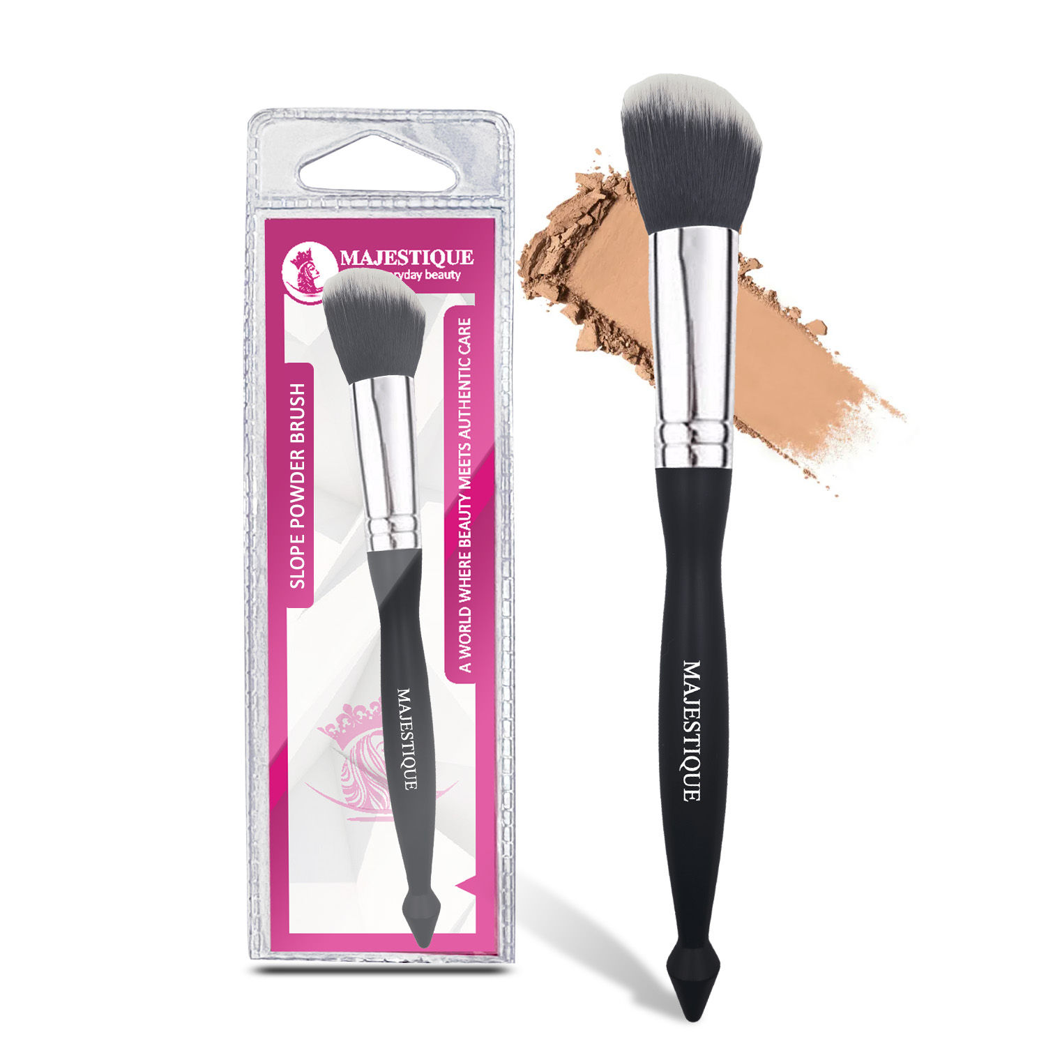 Buy Majestique Pro Large Powder Brush | Soft, Synthetic Bristles, FC31 Easy Blending Blush Brush - Black - Purplle
