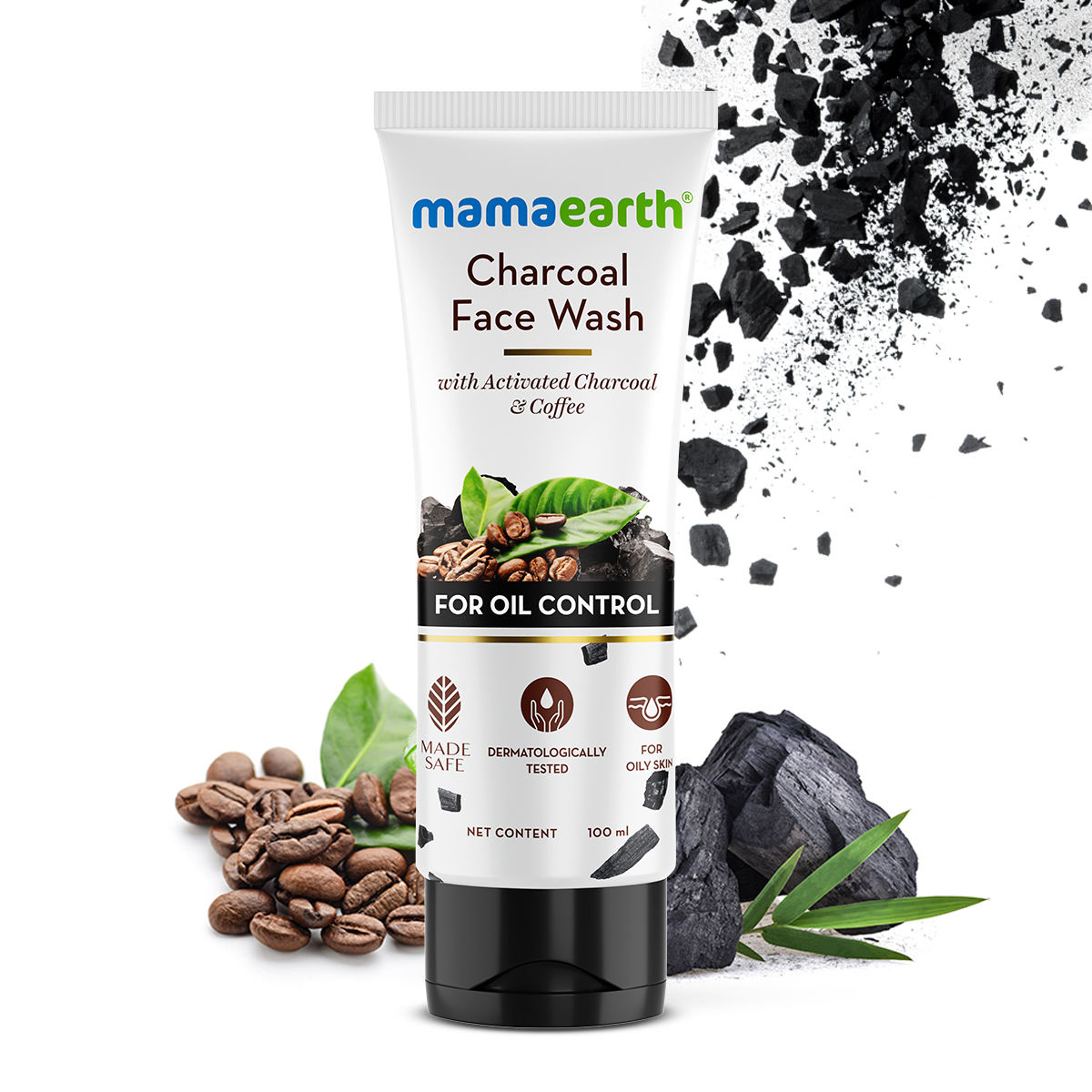 Buy Mamaearth Charcoal Natural Face Wash For Oil Control And Pollution Defence (100 ml) - For Oily Skin - Purplle
