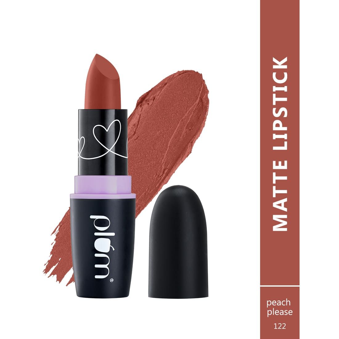 Buy Plum Matterrific Lipstick | Highly Pigmented | Nourishing & Non-Drying |Peach Please - 122 (Peachy Brown Nude) - Purplle