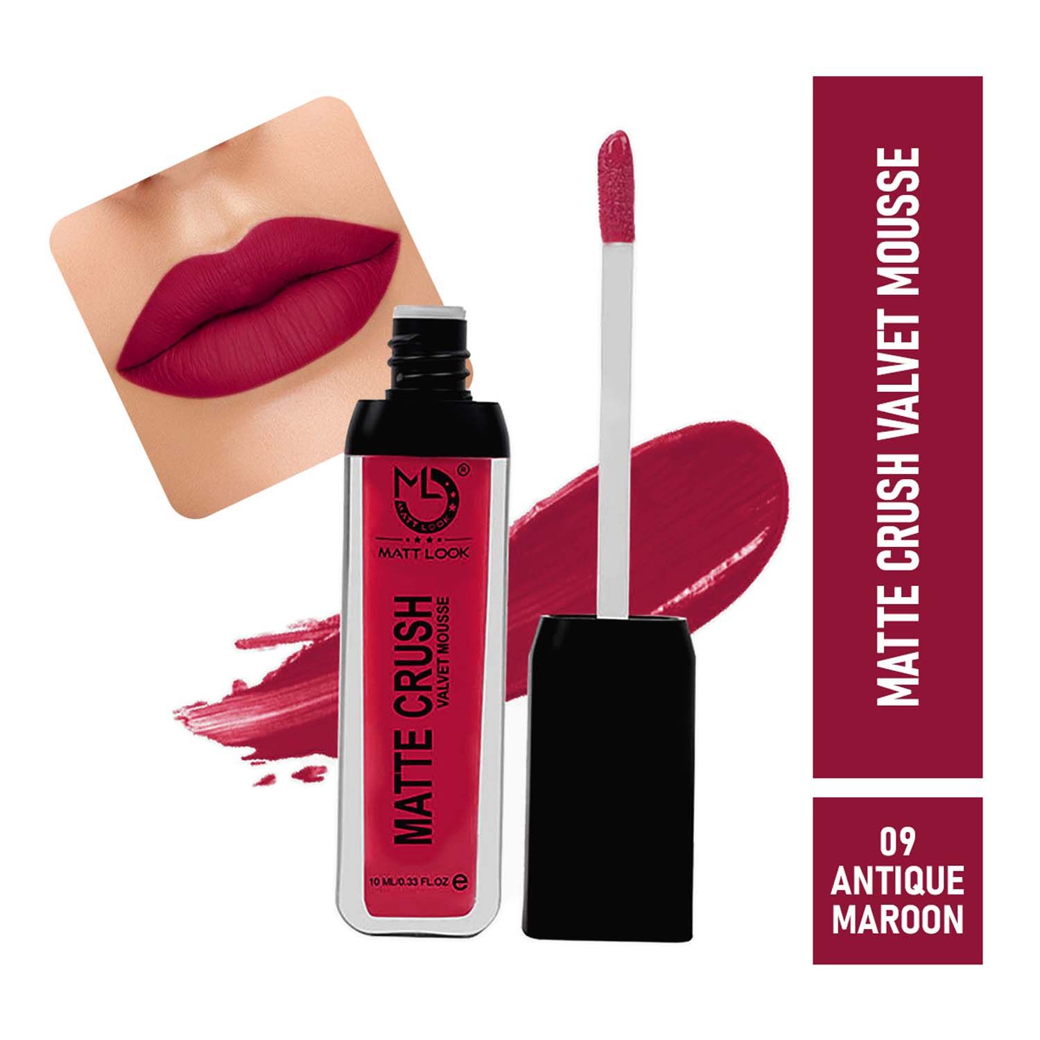 Buy Matt look Matte Crush Velvet Mousse Lipstick, Antique Maroon (10ml) - Purplle