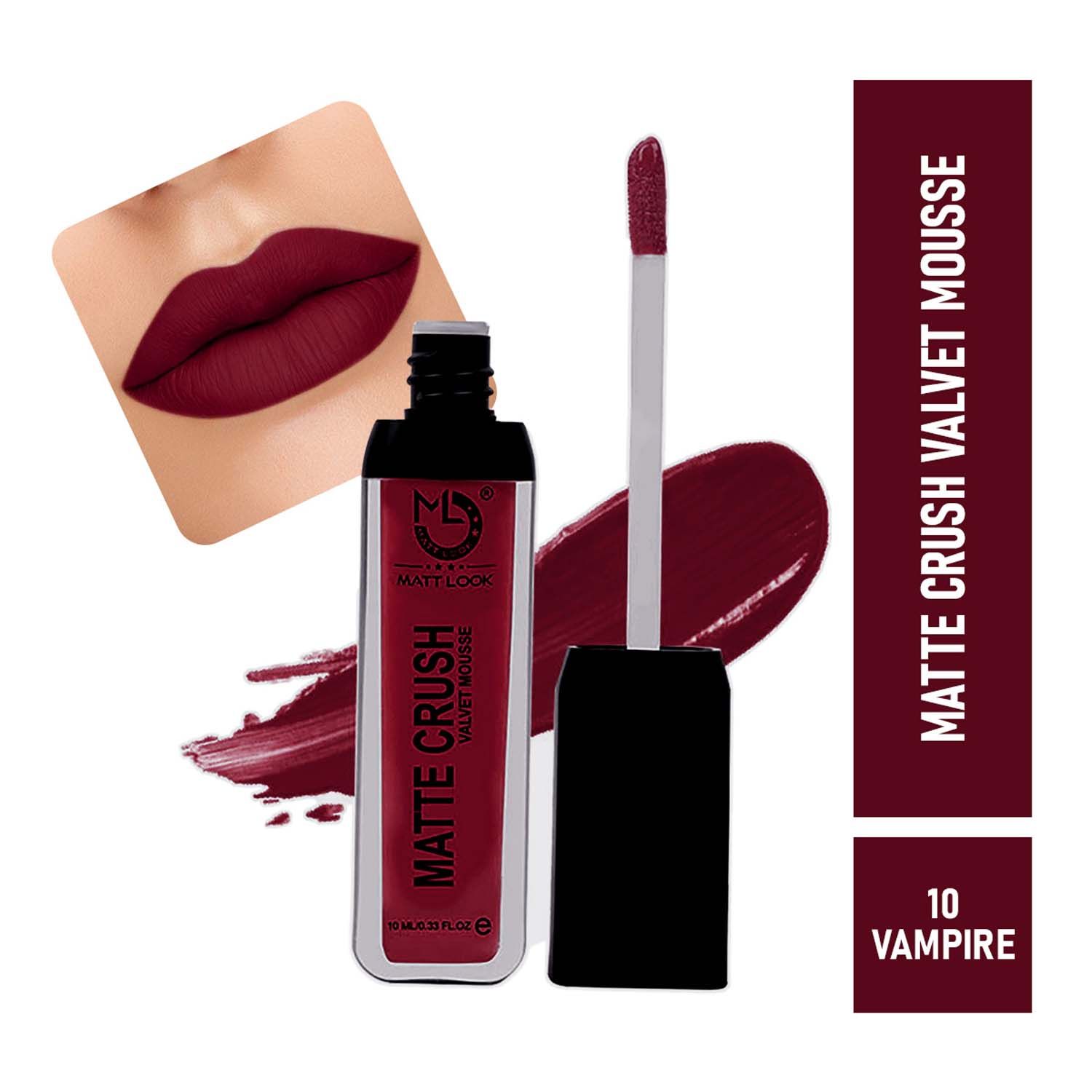 Buy Matt look Matte Crush Velvet Mousse Lipstick, Vampire (10ml) - Purplle