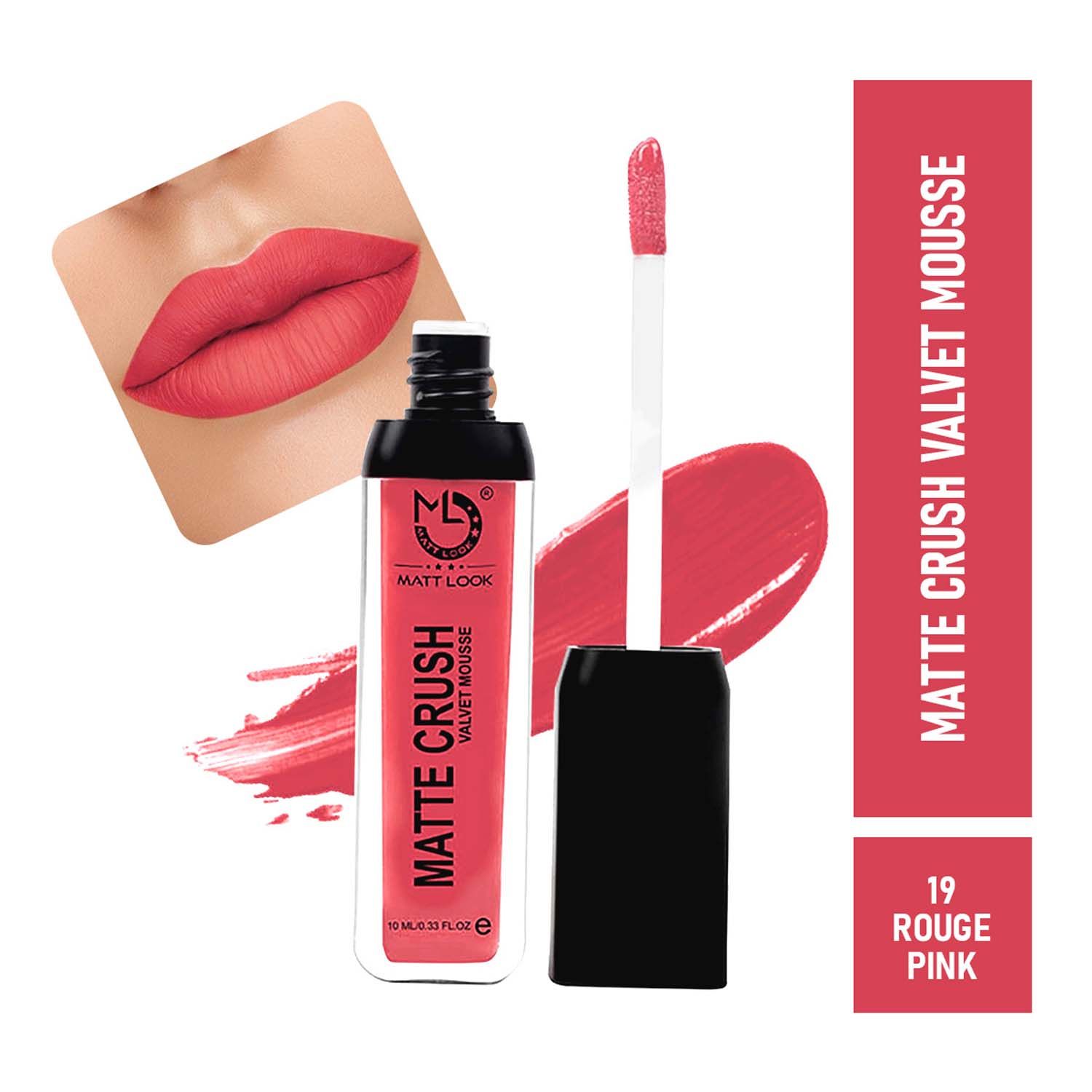 Buy Matt look Matte Crush Velvet Mousse Lipstick, Rouge Pink (10ml) - Purplle