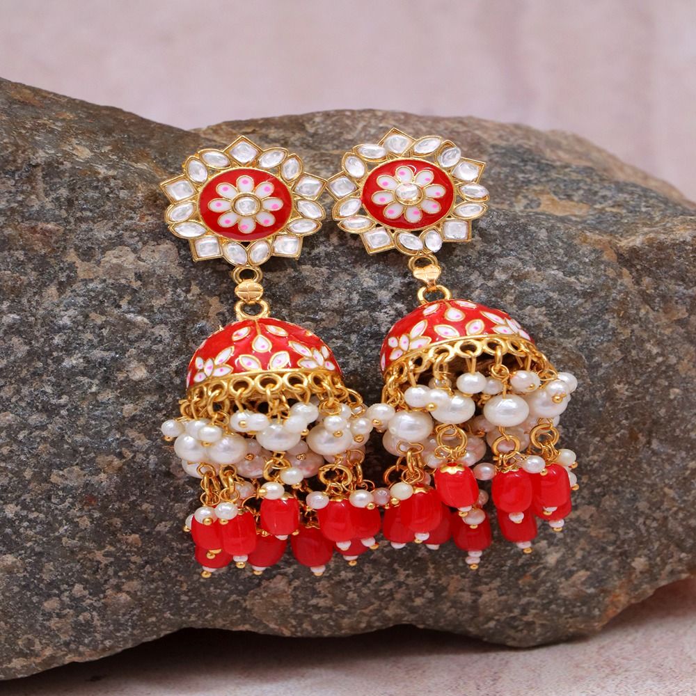 Indian Style Imitation Meenakari Jhumka Earrings For Women/AZINME498-F