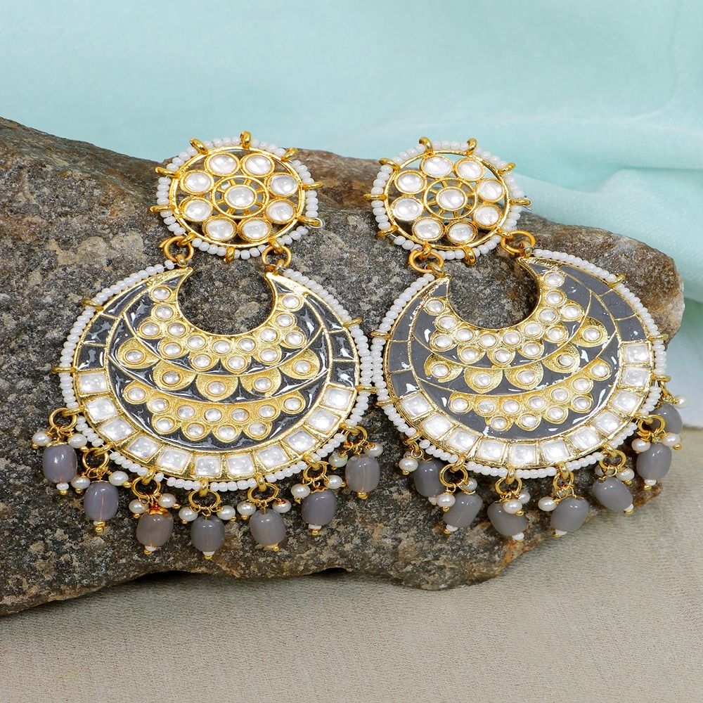 Buy Sarika Jadau Polki Silver Earrings | Paksha