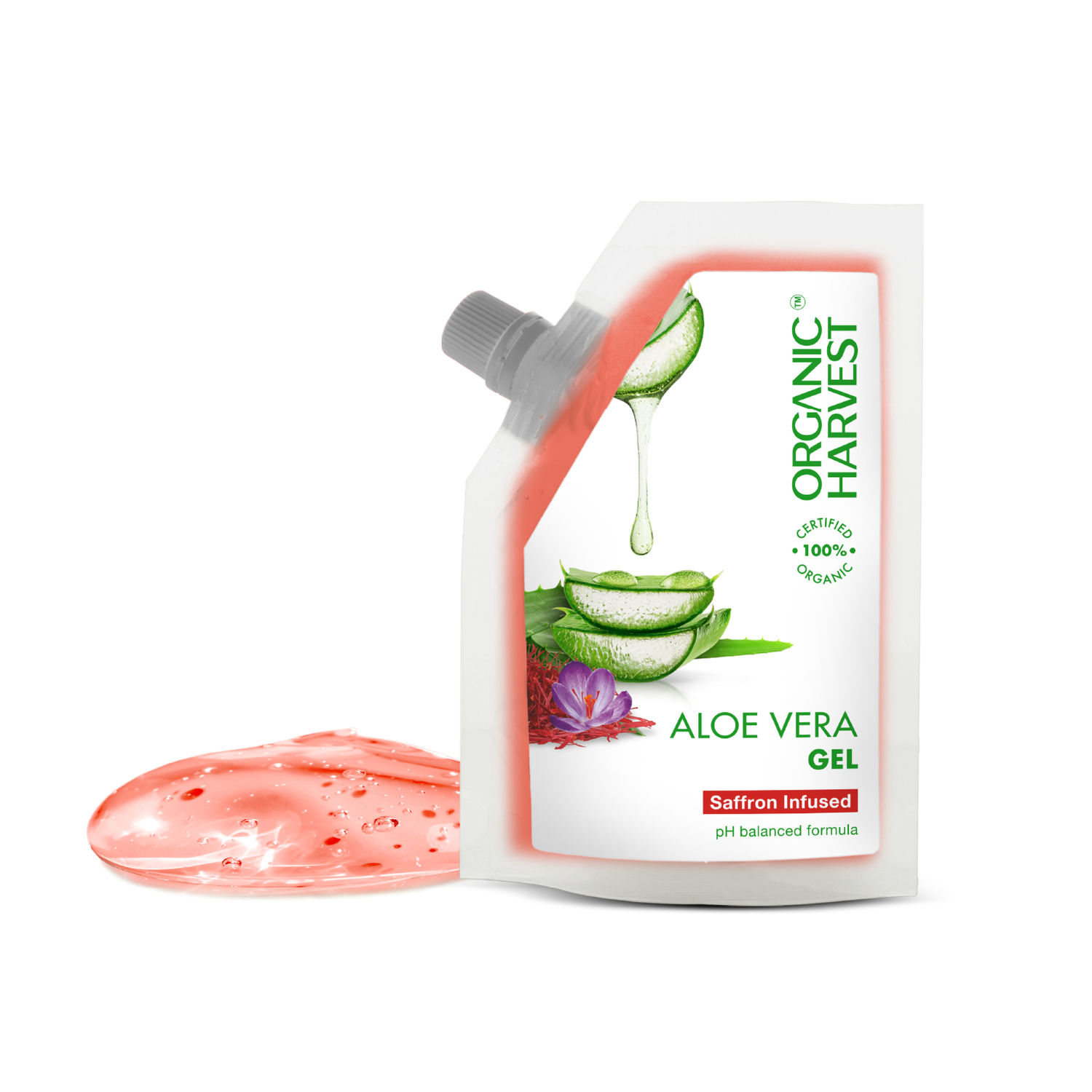 Buy Organic Harvest Aloe Vera Gel: Saffron-Infused | Aloe Vera Gel for Moisturized & Glowing Skin | Organic Gel for Dry Skin | For Women & Men | 100% American Certified Organic | 100gm - Purplle