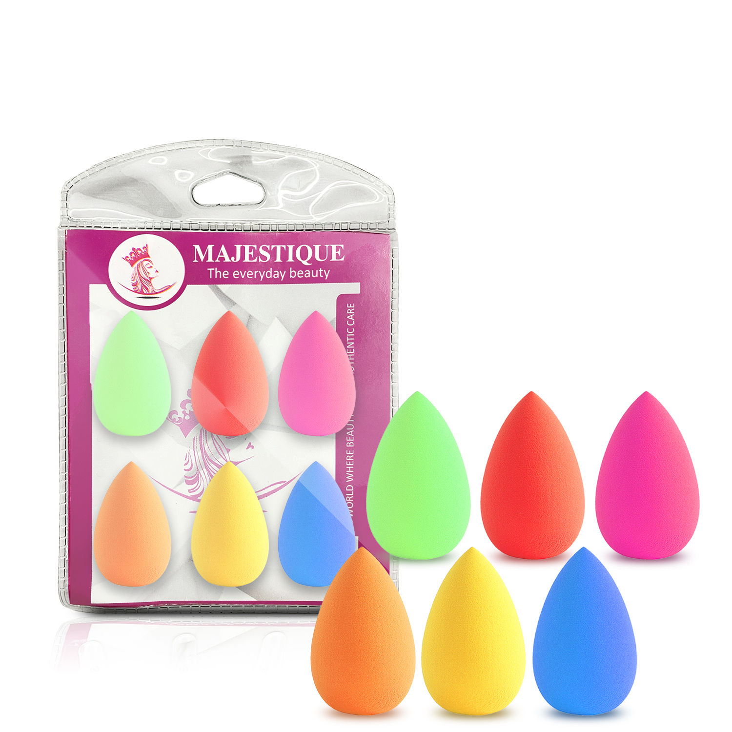 Buy Majestique 6-Piece Mini Beauty Blender Makeup Sponge Set | Flawless Coverage for Liquid Foundation | Latex-Free for Eye, Face Sponges - 6Pcs/Multicolor - Purplle