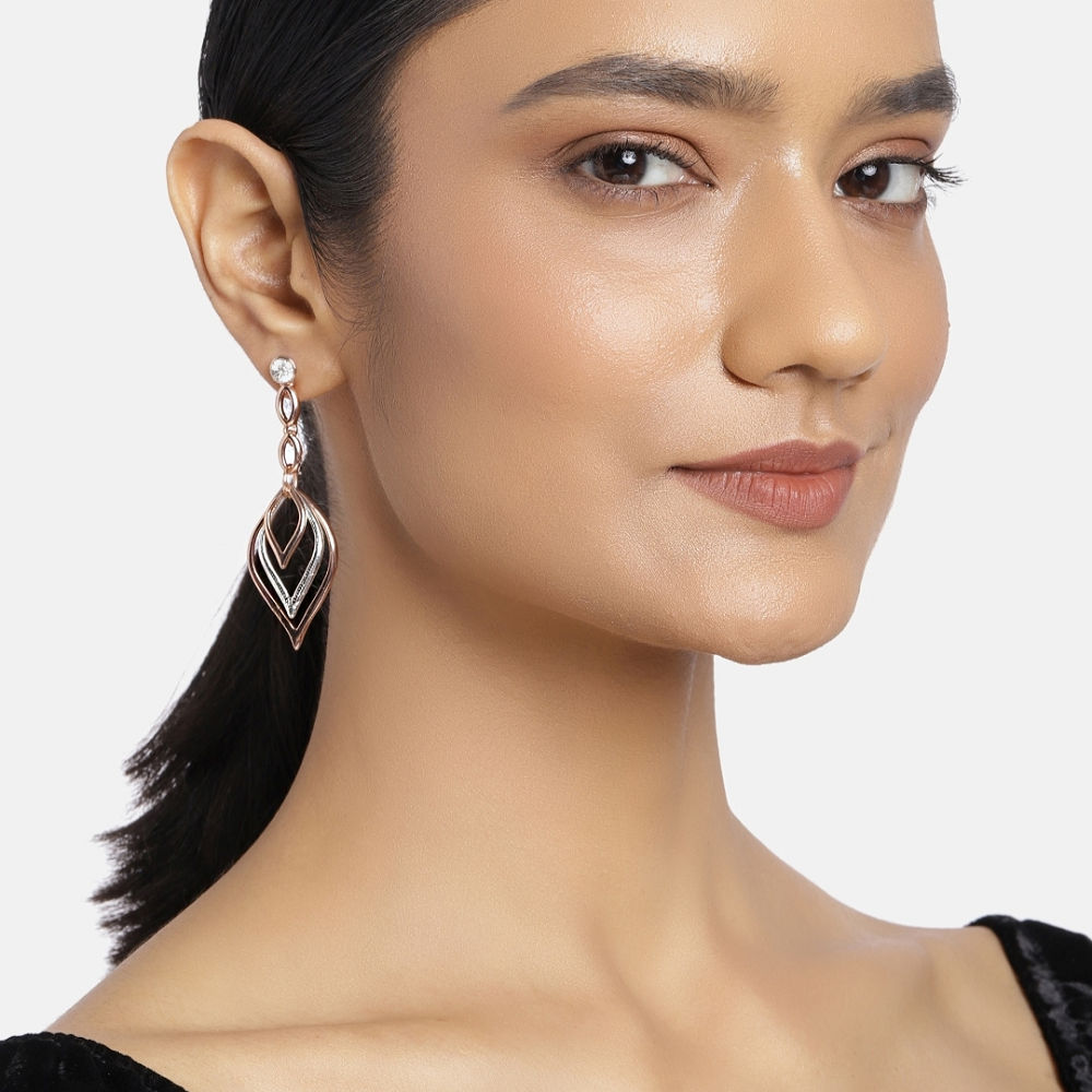 Buy Estele Gold-Toned White Contemporary Drop Earrings - Purplle