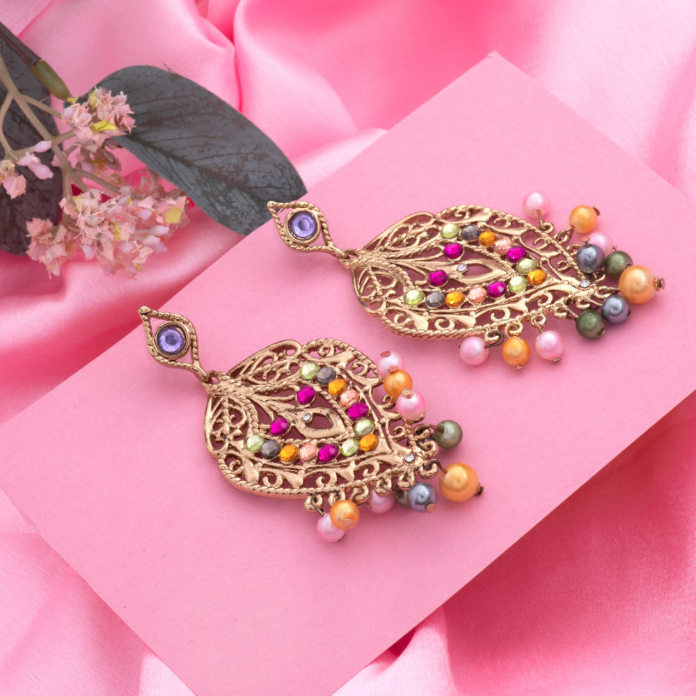 Buy Estele Gold Plated Beaded Dangle & Drop Earrings for Women - Purplle