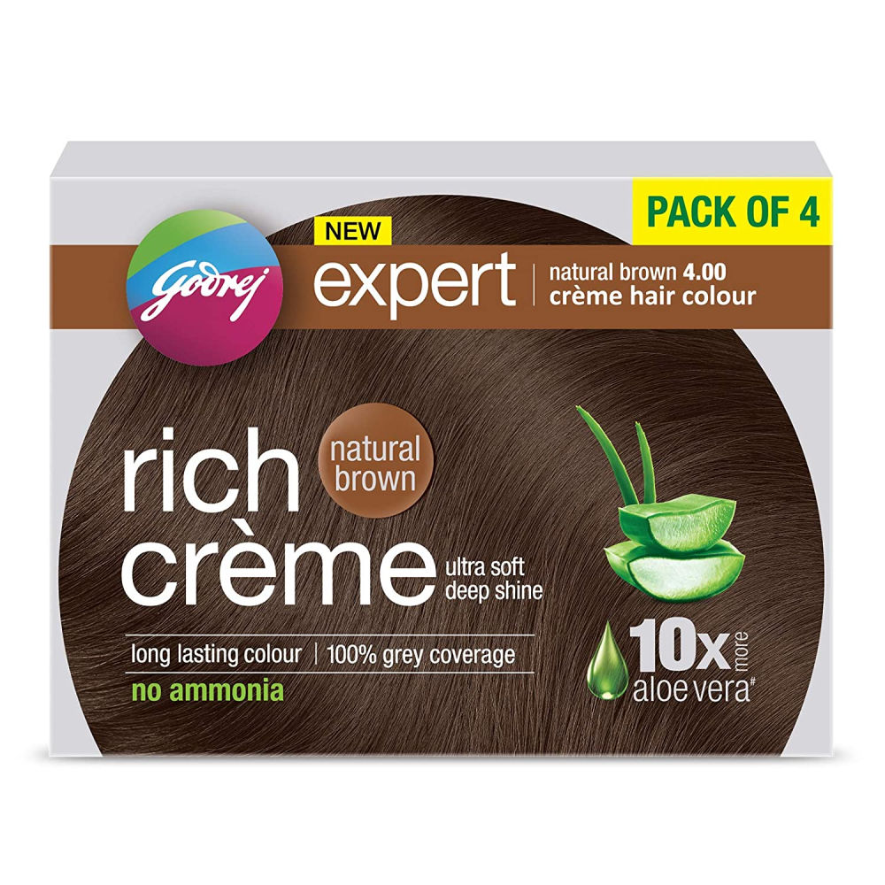 Buy Godrej Expert Creme Natural Brown - Pack of 4 80gm+80ml - Purplle