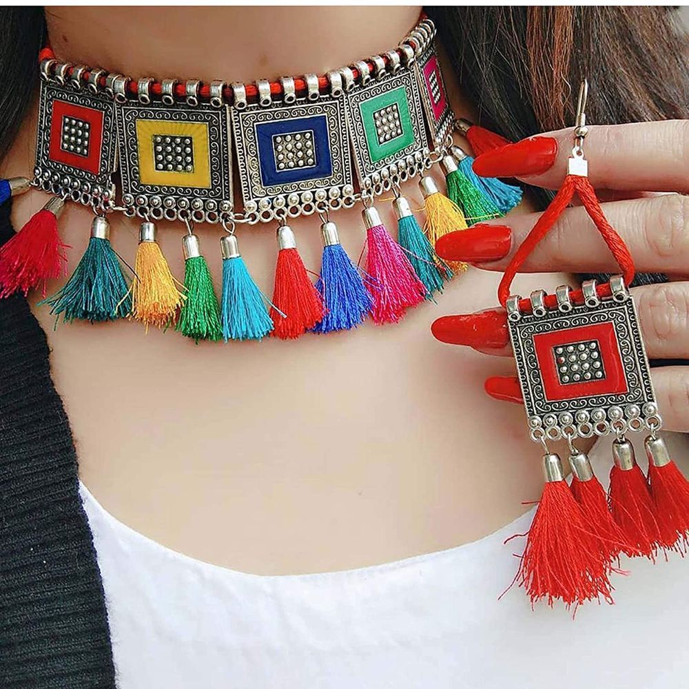 Tassel choker necklace discount