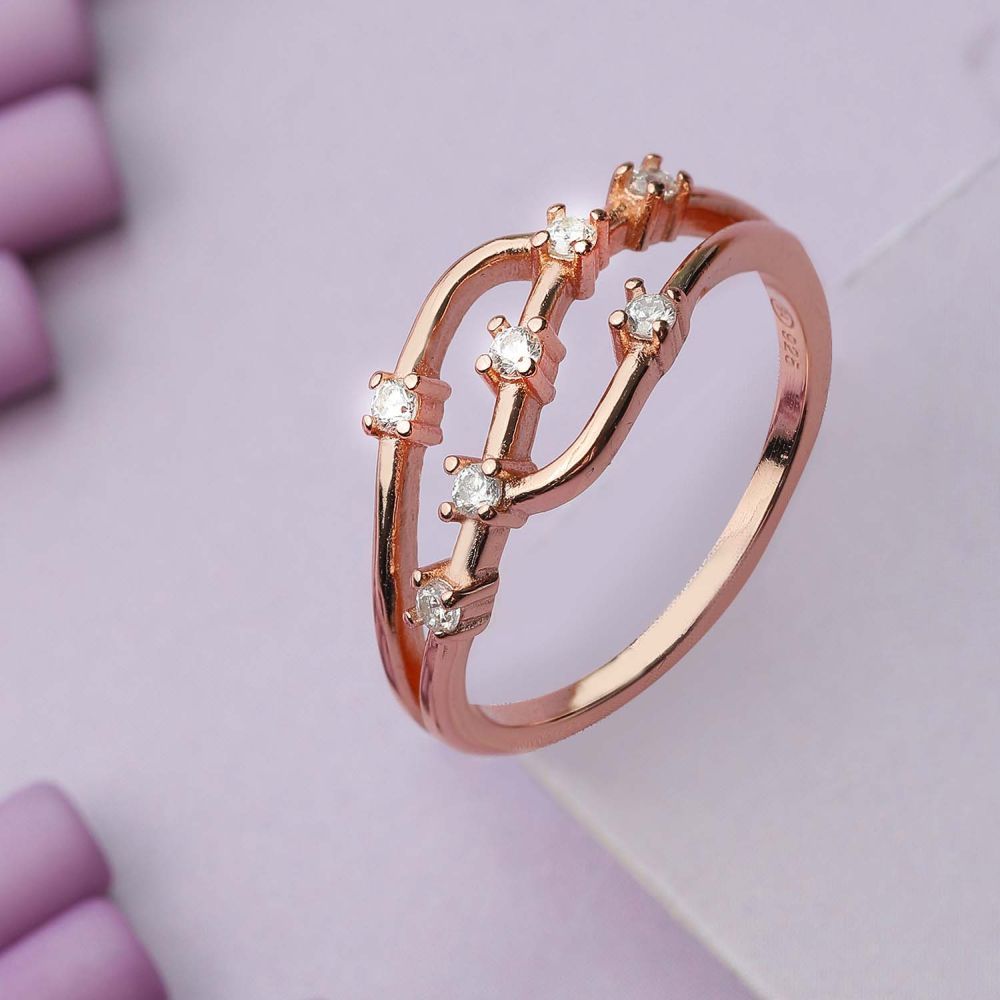 Black & Rose Gold Joining Heart Couples Rings