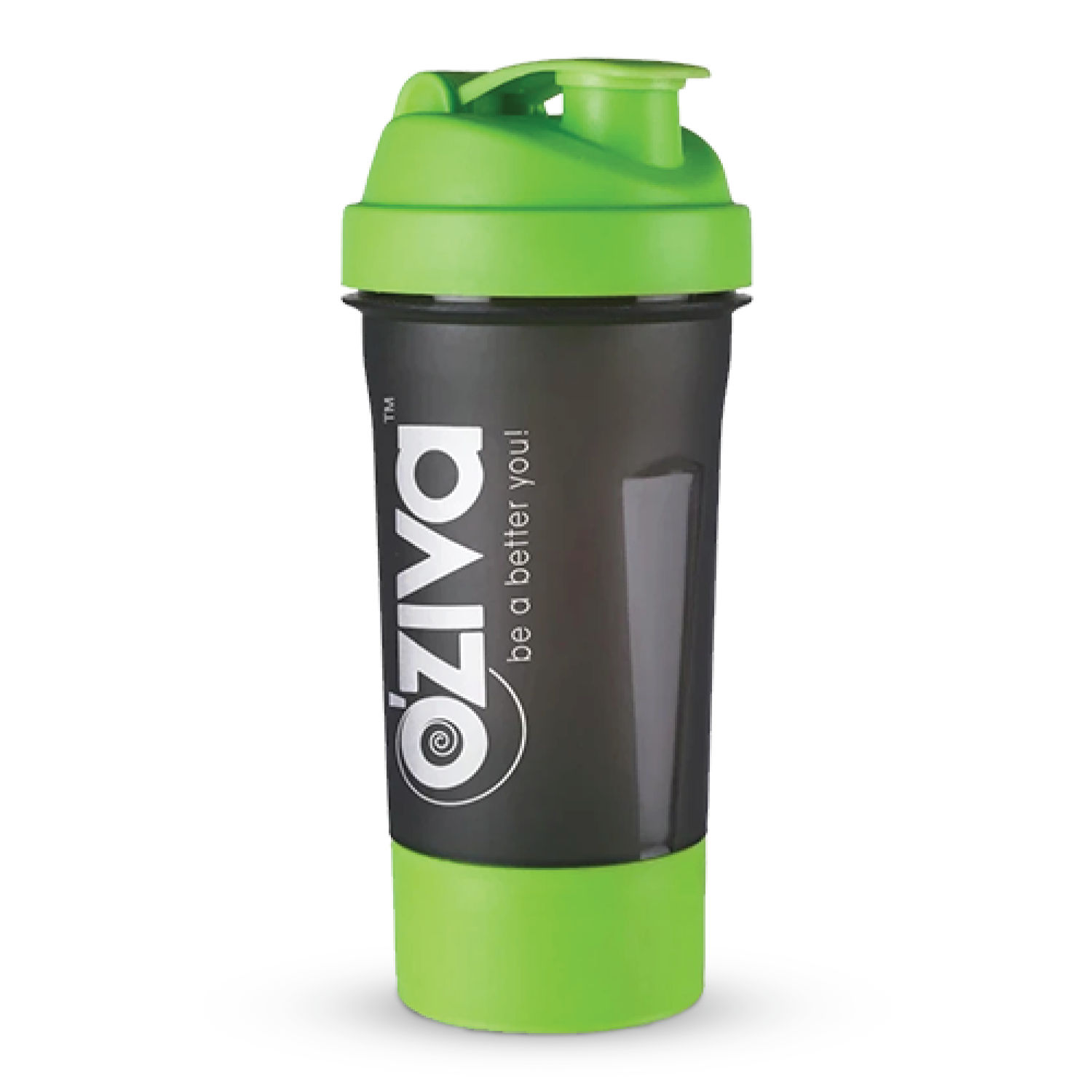 Buy OZiva Shaker (600 ml), Green top with Detachable Storage Compartment & Mesh Strainer - Purplle
