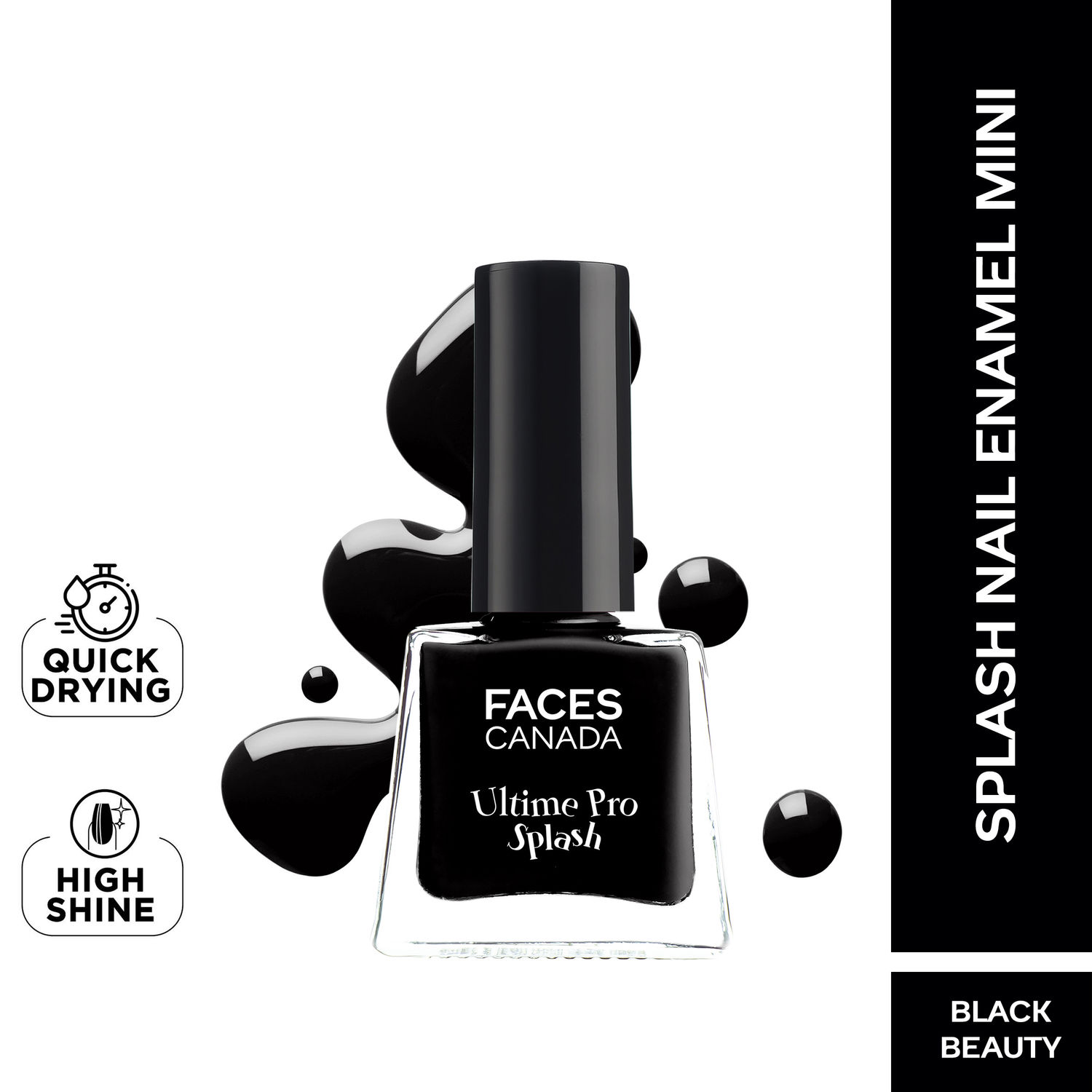 Buy FACES CANADA Ultime Pro Splash Mini Nail Enamel - Black Beauty 15 (5ml) | Quick Drying | Glossy Finish | Long Lasting | No Chip Formula | High Shine Nail Polish For Women | No Harmful Chemicals - Purplle