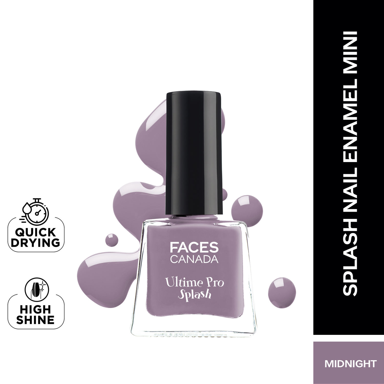 Buy FACES CANADA Ultime Pro Splash Mini Nail Enamel - Midnight 140 (5ml) | Quick Drying | Glossy Finish | Long Lasting | No Chip Formula | High Shine Nail Polish For Women | No Harmful Chemicals - Purplle