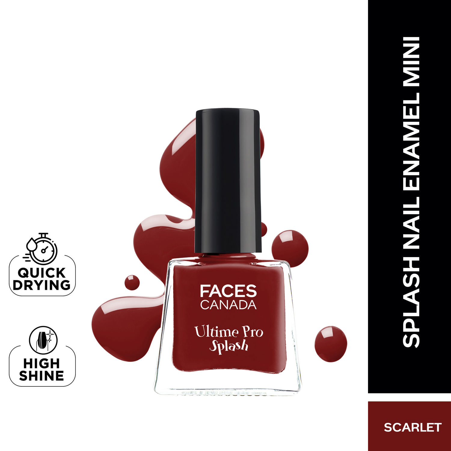 Buy FACES CANADA Ultime Pro Splash Mini Nail Enamel - Scarlet 115 (5ml) | Quick Drying | Glossy Finish | Long Lasting | No Chip Formula | High Shine Nail Polish For Women | No Harmful Chemicals - Purplle